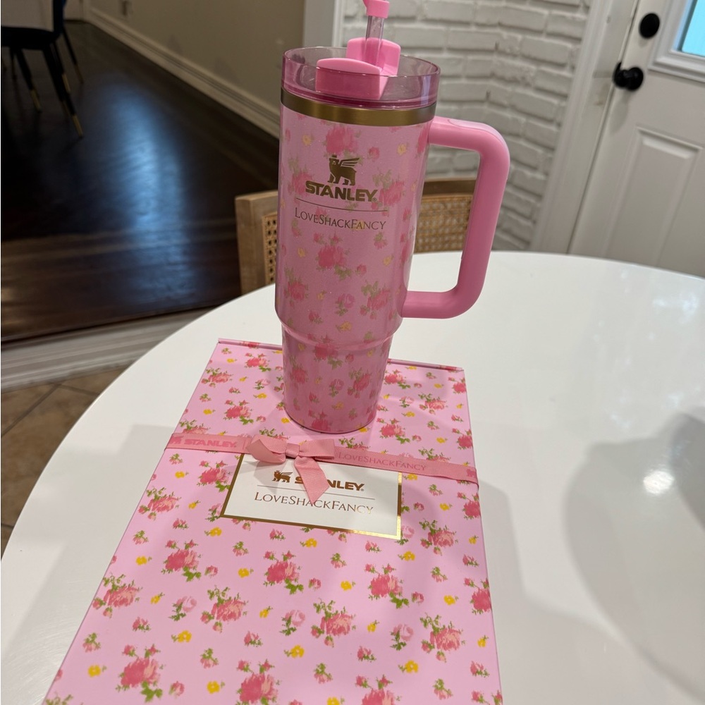 Stanley Pink Floral Tumbler with Handle